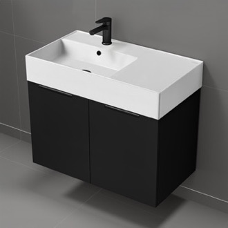 Bathroom Vanity Floating Vanity, Black, Modern, 32 Inch Nameeks DERIN596
